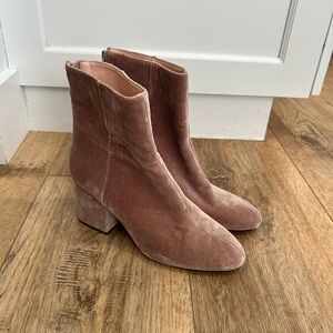 J.CREW pink velvet mid boot